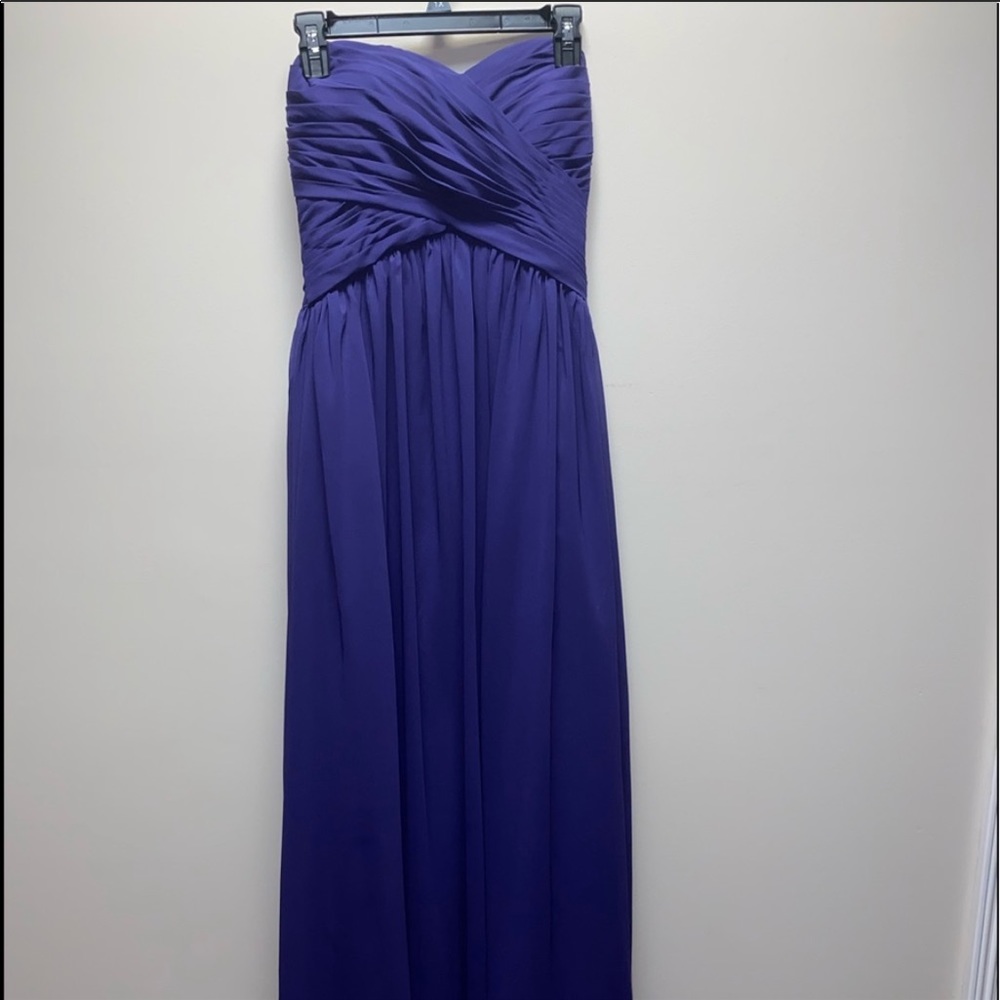 Purple long strapless dress